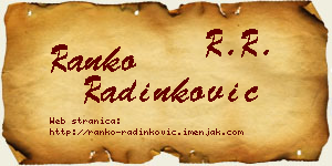 Ranko Radinković vizit kartica